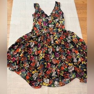 [US6]Mariella Burani Floral Sleeveless Deep V Silk Dress